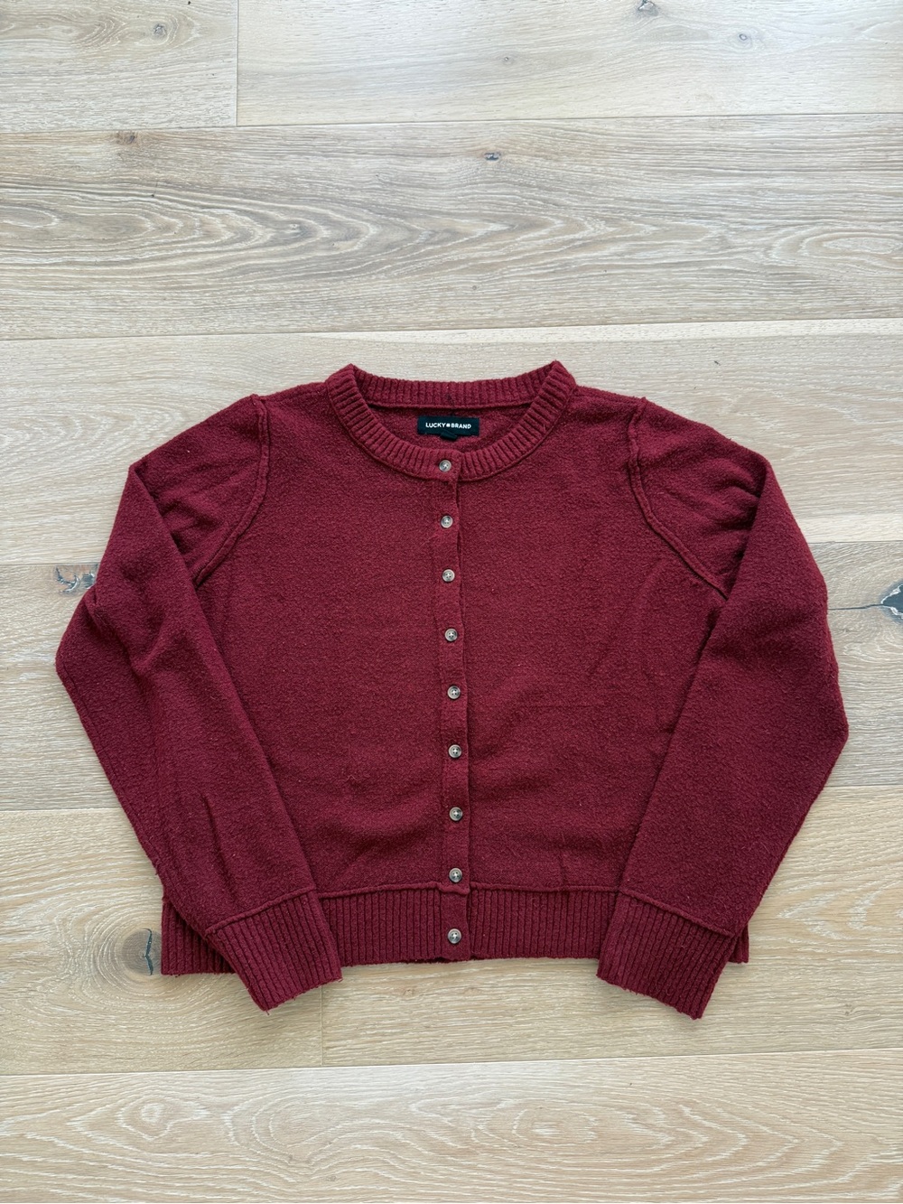 Lucky Brand Women's Burgundy Button-Front Sweater M